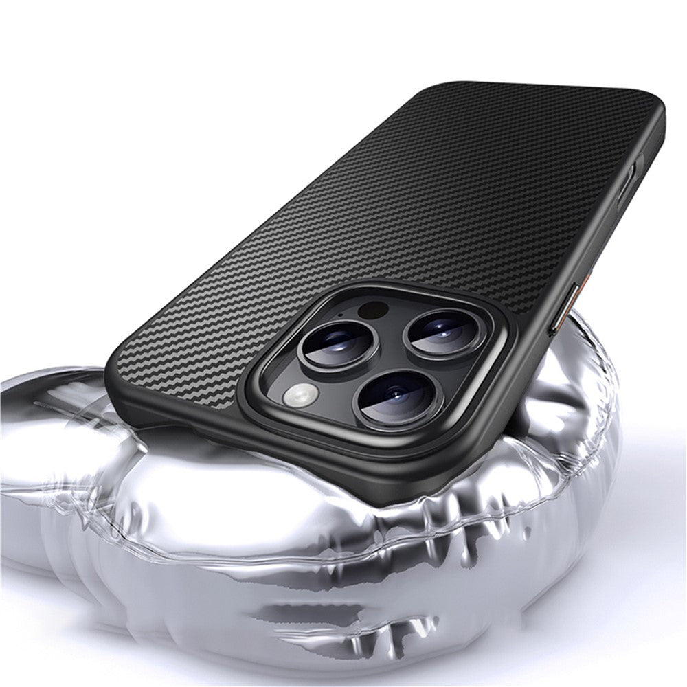 For iPhone 16 Pro Max Magnetic Case Compatible with MagSafe Carbon Fiber Texture PC + TPU Cover