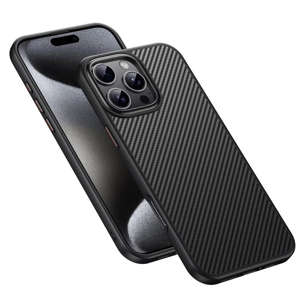 For iPhone 16 Pro Max Magnetic Case Compatible with MagSafe Carbon Fiber Texture PC + TPU Cover