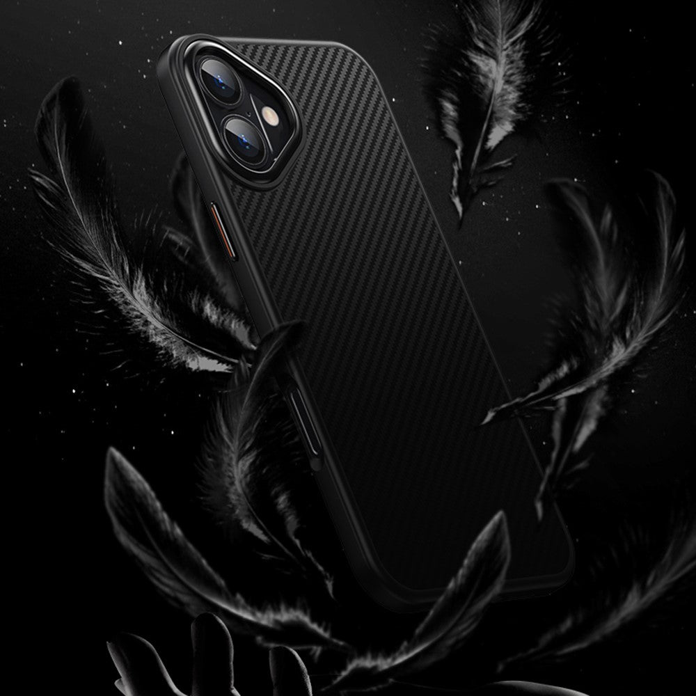 For iPhone 16 Magnetic Case Compatible with MagSafe Carbon Fiber Texture PC + TPU Cover