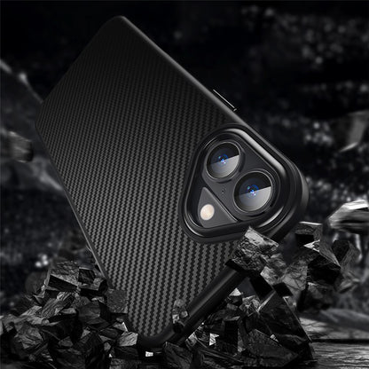 For iPhone 16 Magnetic Case Compatible with MagSafe Carbon Fiber Texture PC + TPU Cover
