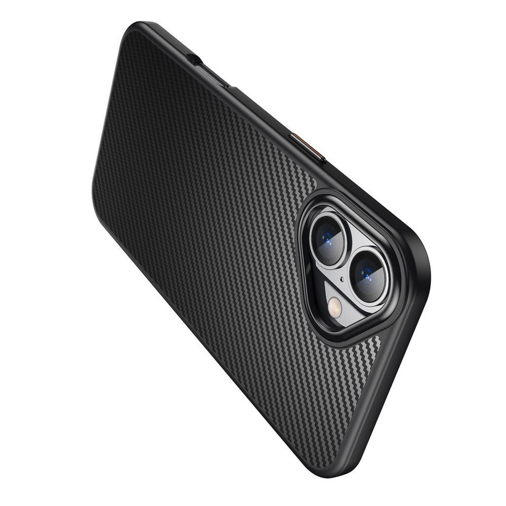 For iPhone 16 Magnetic Case Compatible with MagSafe Carbon Fiber Texture PC + TPU Cover