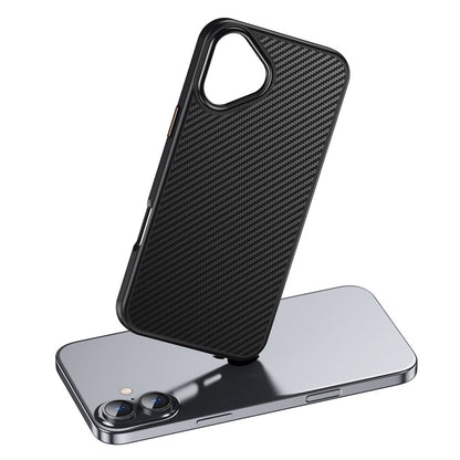 For iPhone 16 Magnetic Case Compatible with MagSafe Carbon Fiber Texture PC + TPU Cover