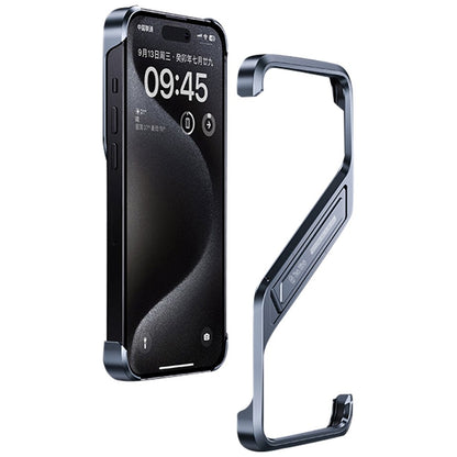 For iPhone 14 Pro Frameless Bumper Case S-Shaped Kickstand Aluminium Alloy Cover
