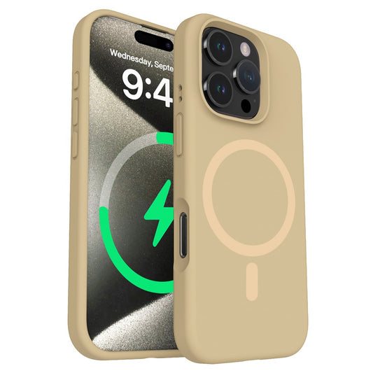 For iPhone 16 Pro Magnetic Case with Microfiber Lining PC+Liquid Silicone Phone Cover