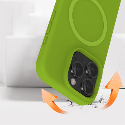For iPhone 16 Pro Magnetic Case with Microfiber Lining PC+Liquid Silicone Phone Cover