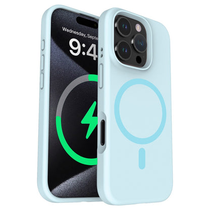 For iPhone 16 Pro Magnetic Case with Microfiber Lining PC+Liquid Silicone Phone Cover