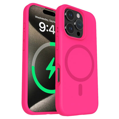 For iPhone 16 Pro Magnetic Case with Microfiber Lining PC+Liquid Silicone Phone Cover