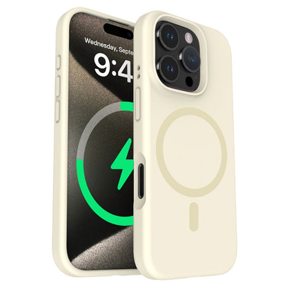 For iPhone 16 Pro Magnetic Case with Microfiber Lining PC+Liquid Silicone Phone Cover
