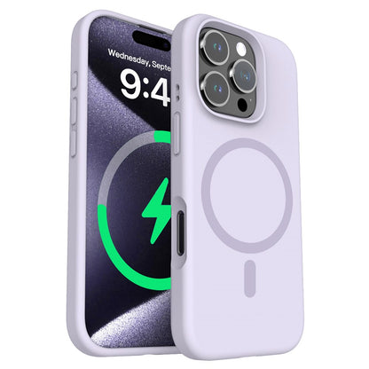 For iPhone 16 Pro Magnetic Case with Microfiber Lining PC+Liquid Silicone Phone Cover