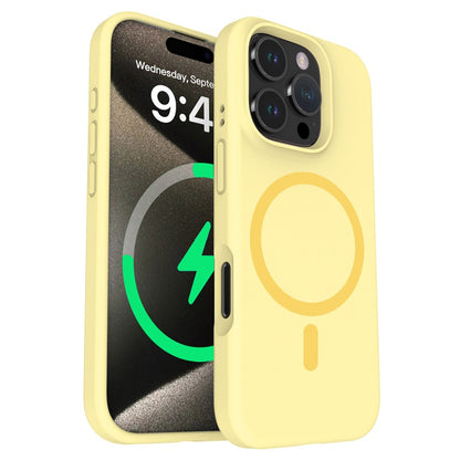 For iPhone 16 Pro Magnetic Case with Microfiber Lining PC+Liquid Silicone Phone Cover