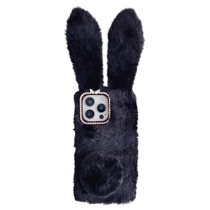For iPhone 16 Pro Case Bunny Ears Furry Soft TPU Protective Phone Cover