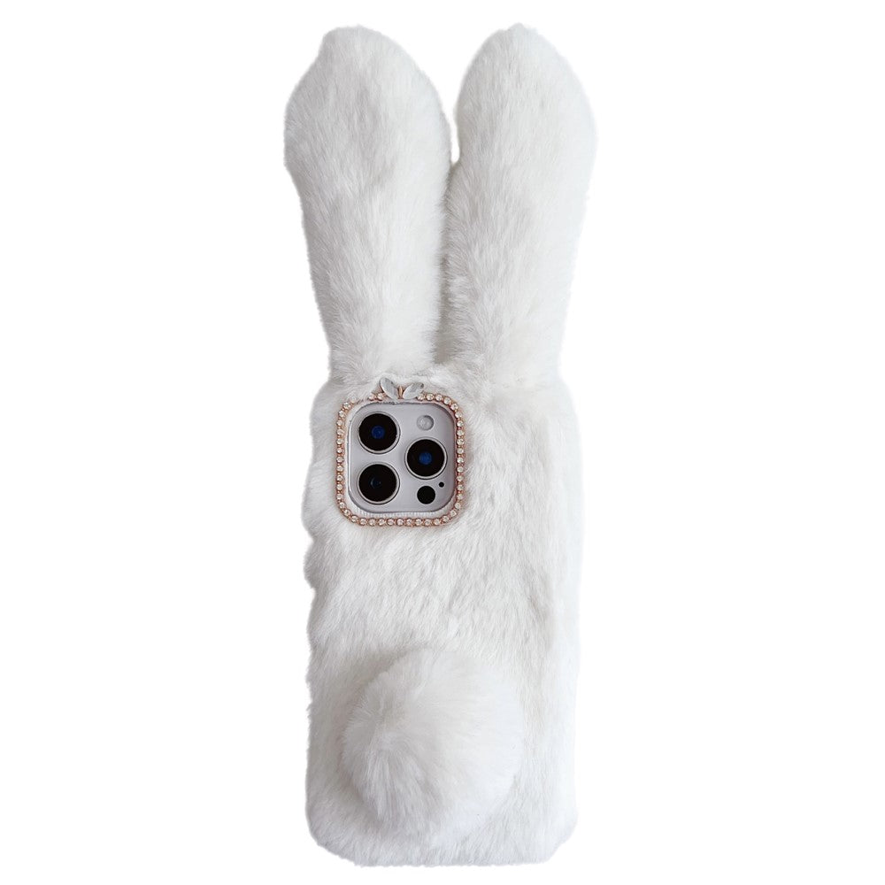 For iPhone 16 Pro Case Bunny Ears Furry Soft TPU Protective Phone Cover