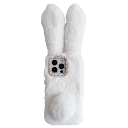For iPhone 16 Pro Case Bunny Ears Furry Soft TPU Protective Phone Cover