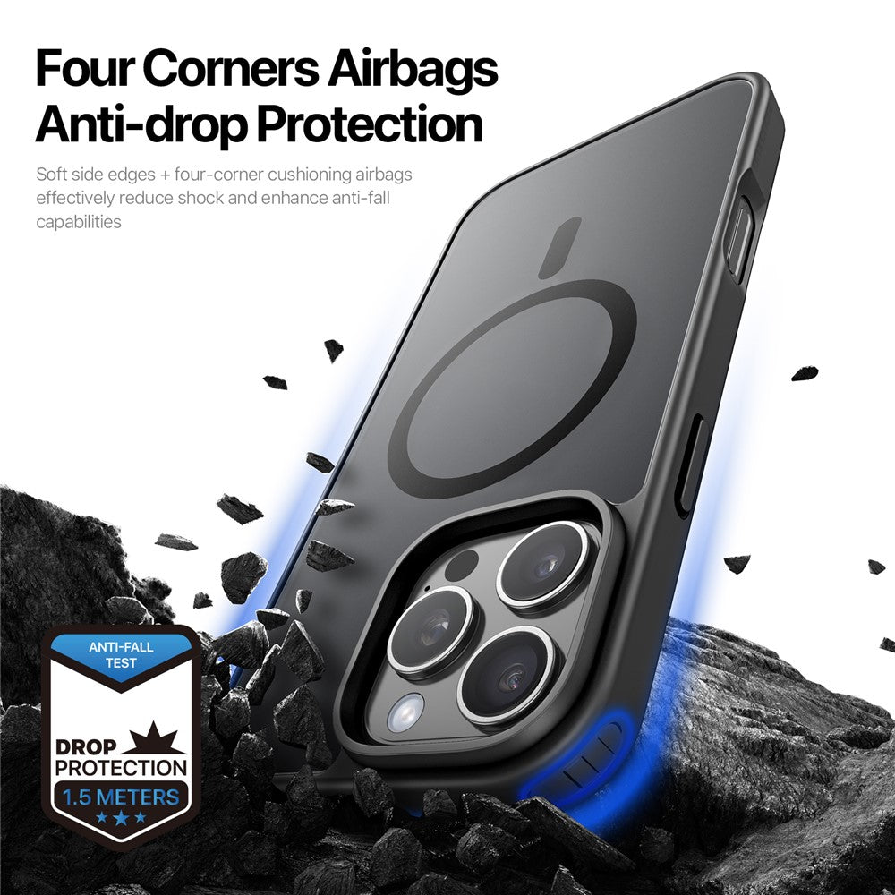DUX DUCIS Yind Series For iPhone 16 Pro Magnetic Case Airbag Corners PC+TPU Matte Phone Cover
