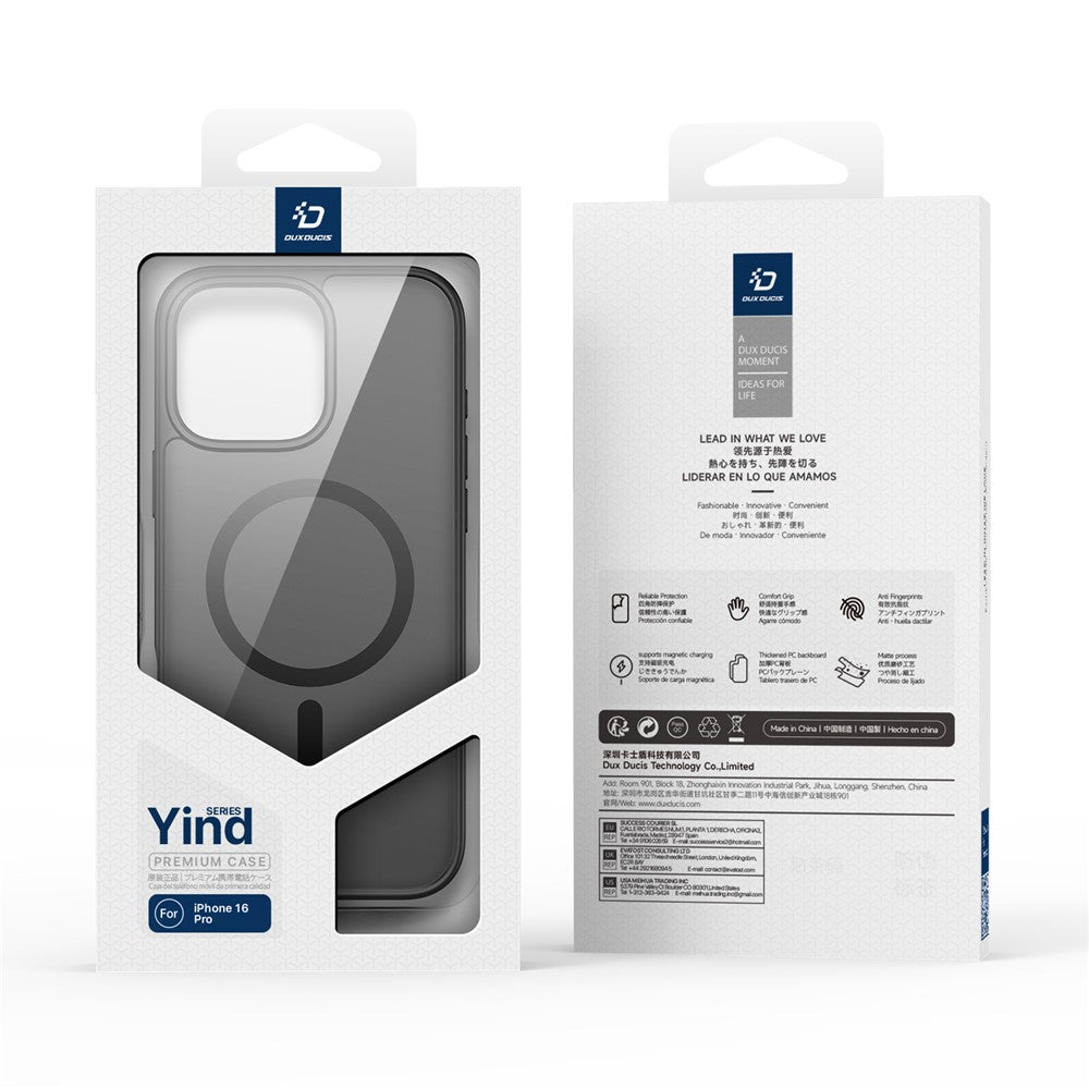 DUX DUCIS Yind Series For iPhone 16 Pro Magnetic Case Airbag Corners PC+TPU Matte Phone Cover