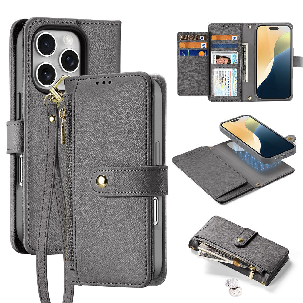 DUX DUCIS Lawa Series for iPhone 16 Pro Max Magnetic Case Cowhide Leather Detachable Phone Cover