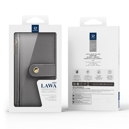 DUX DUCIS Lawa Series for iPhone 16 Pro Magnetic Case Zipper Wallet Detachable Cowhide Leather Cover