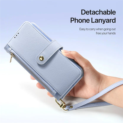 DUX DUCIS Lawa Series for iPhone 16 Magnetic Case Detachable Zipper Wallet Cowhide Leather Cover
