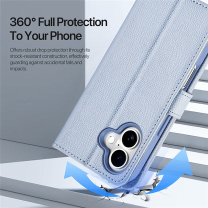 DUX DUCIS Lawa Series for iPhone 16 Magnetic Case Detachable Zipper Wallet Cowhide Leather Cover