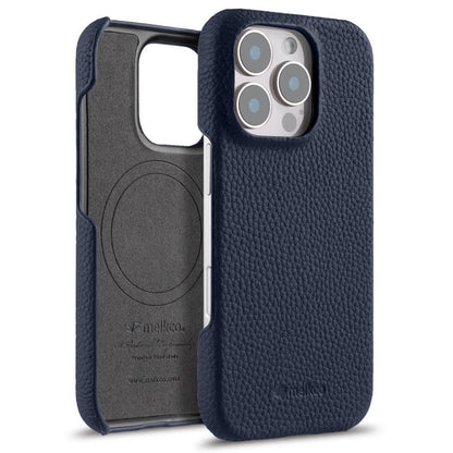 MELKCO For iPhone 16 Pro Max Case Genuine Cow Leather PC Phone Cover Compatible with MagSafe