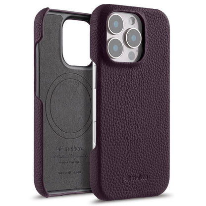 MELKCO For iPhone 16 Pro Max Case Genuine Cow Leather PC Phone Cover Compatible with MagSafe