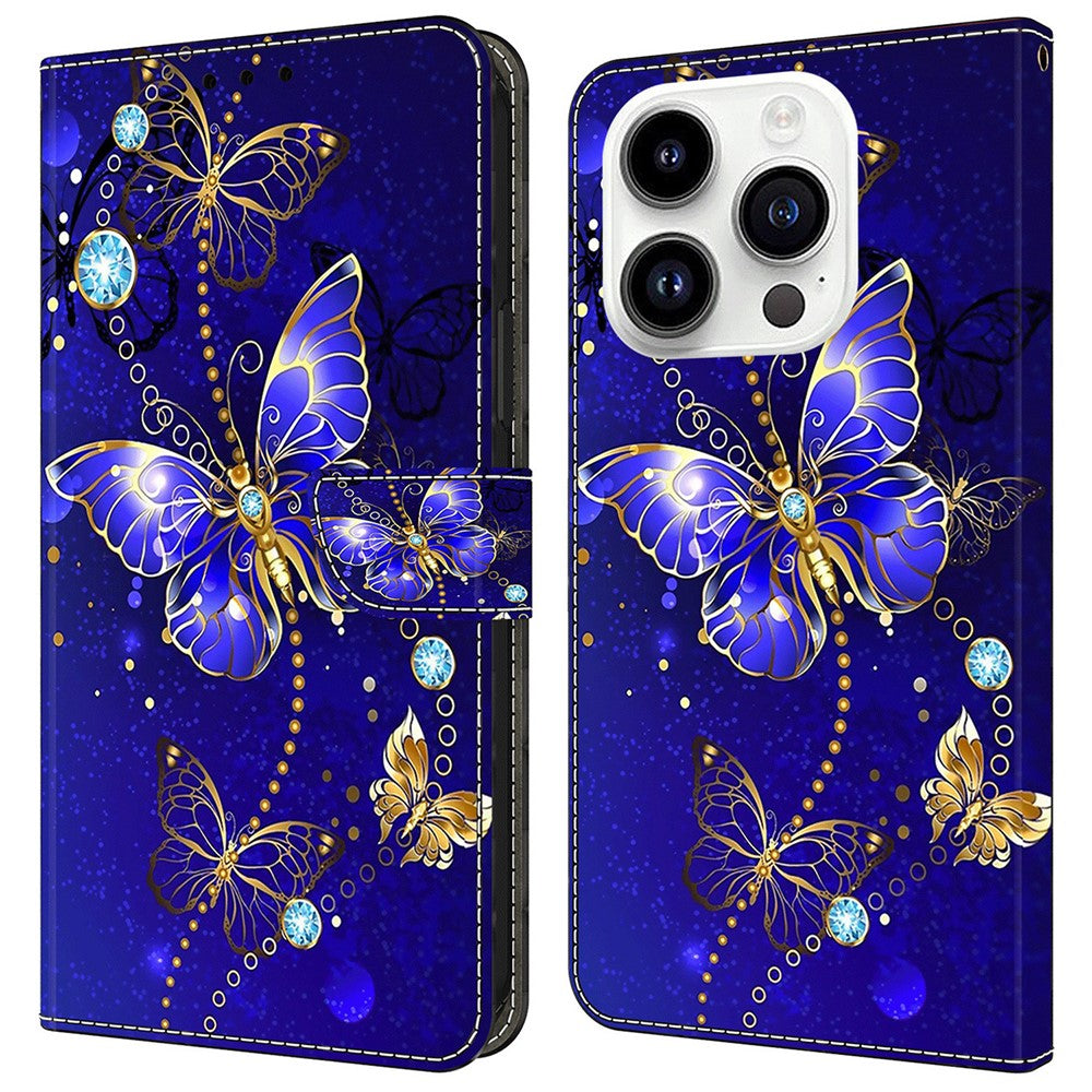 For iPhone 16 Pro Max Case 3D Pattern PU Leather Wallet Phone Cover with Stand