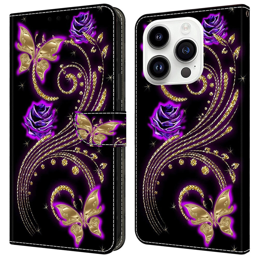 For iPhone 16 Pro Max Case 3D Pattern PU Leather Wallet Phone Cover with Stand
