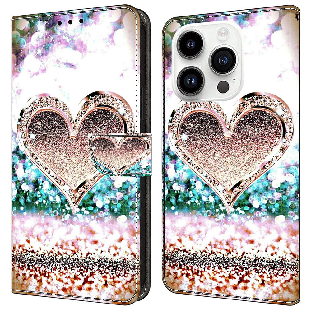 For iPhone 16 Pro Max Case 3D Pattern PU Leather Wallet Phone Cover with Stand