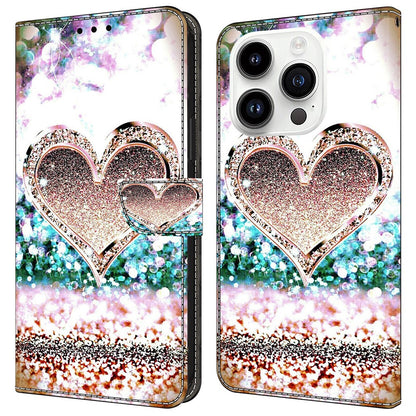 For iPhone 16 Pro Max Case 3D Pattern PU Leather Wallet Phone Cover with Stand