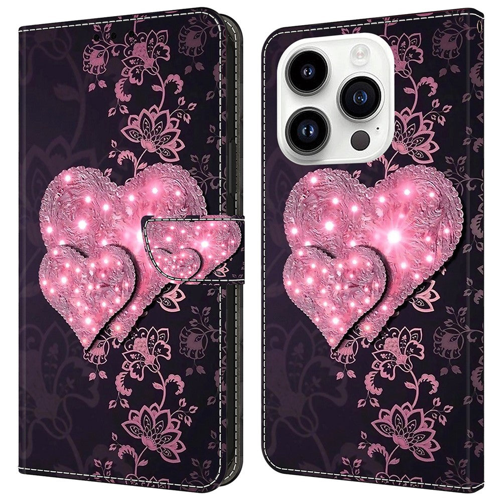 For iPhone 16 Pro Max Case 3D Pattern PU Leather Wallet Phone Cover with Stand