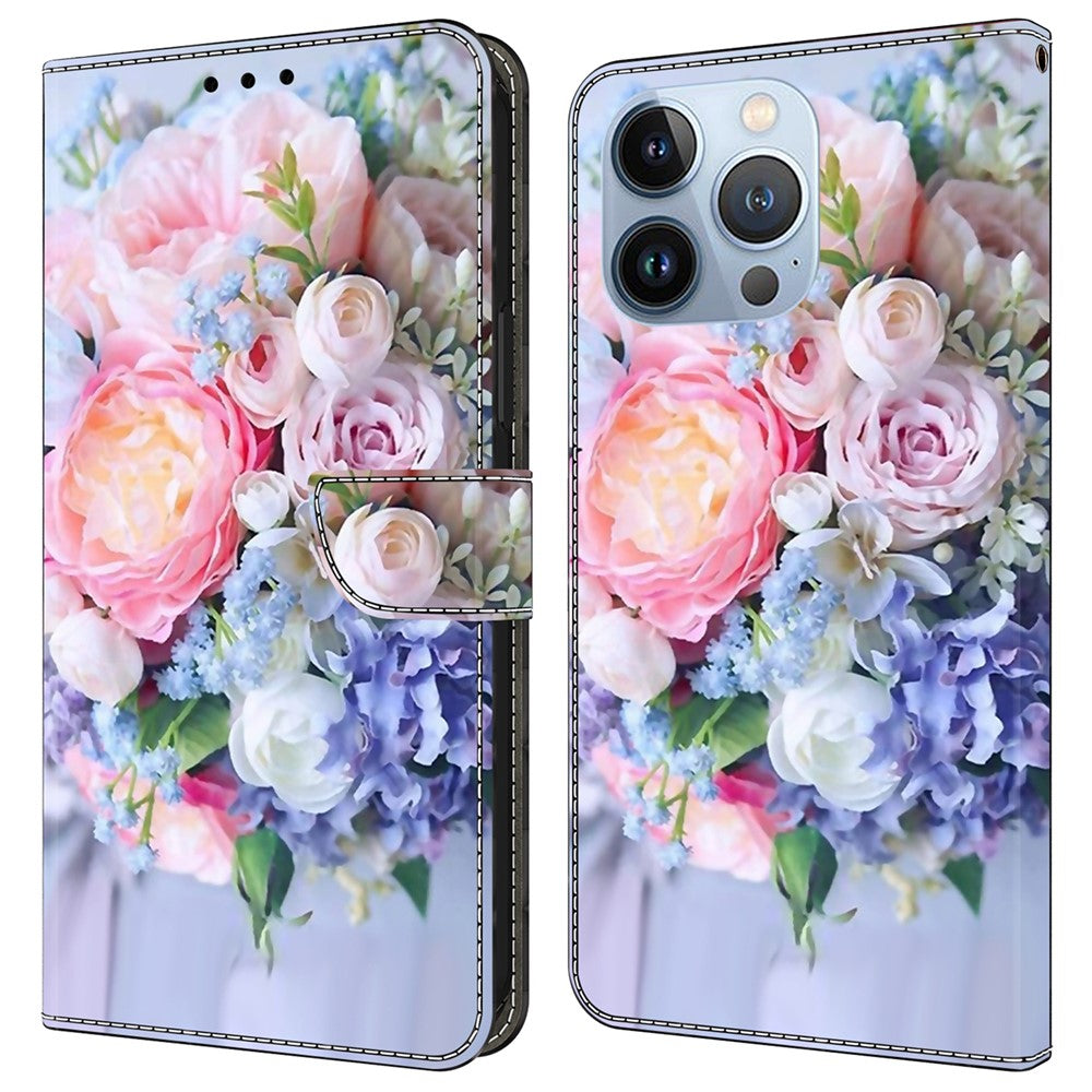 For iPhone 16 Pro Wallet Case Magnetic Clasp 3D Pattern Leather Phone Cover
