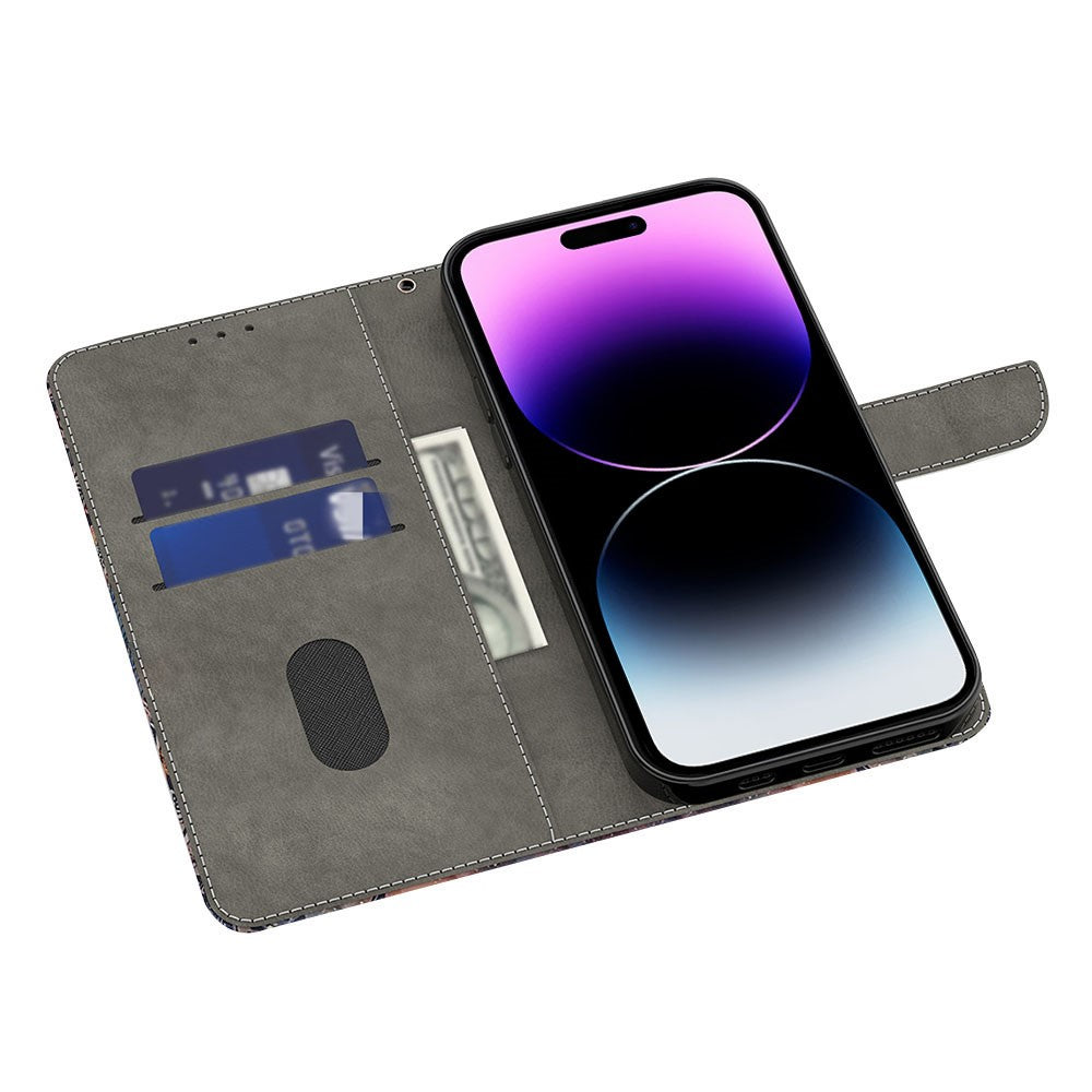 For iPhone 16 Pro Wallet Case Magnetic Clasp 3D Pattern Leather Phone Cover