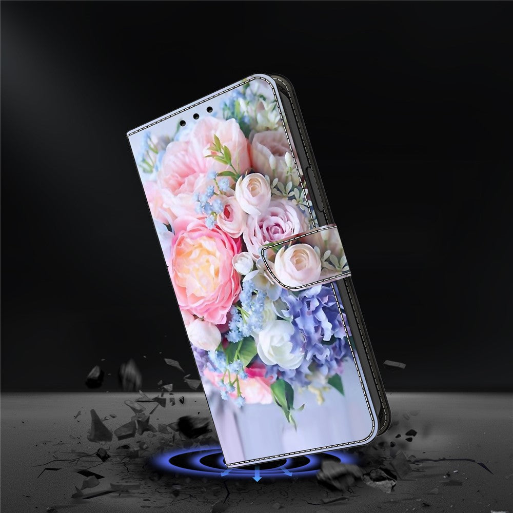 For iPhone 16 Pro Wallet Case Magnetic Clasp 3D Pattern Leather Phone Cover