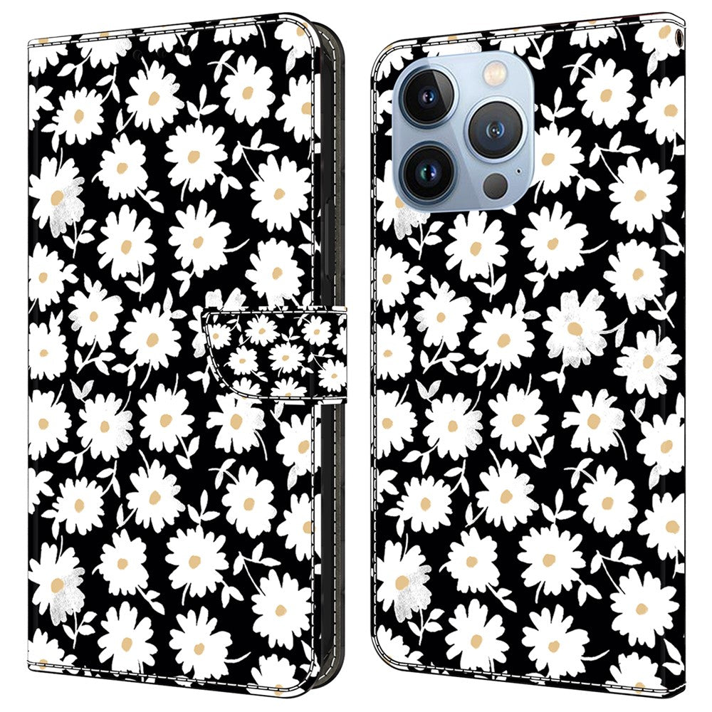 For iPhone 16 Pro Wallet Case Magnetic Clasp 3D Pattern Leather Phone Cover