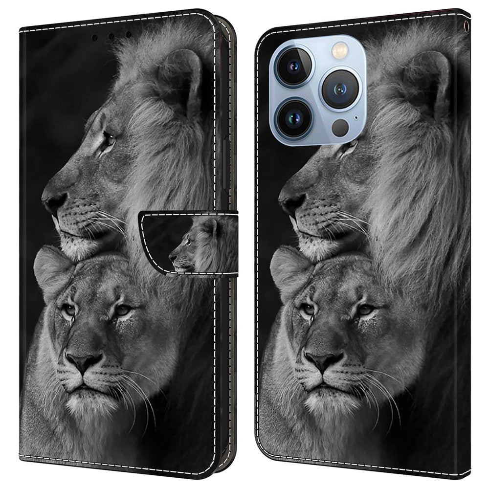 For iPhone 16 Pro Wallet Case Magnetic Clasp 3D Pattern Leather Phone Cover