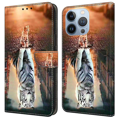 For iPhone 16 Pro Wallet Case Magnetic Clasp 3D Pattern Leather Phone Cover
