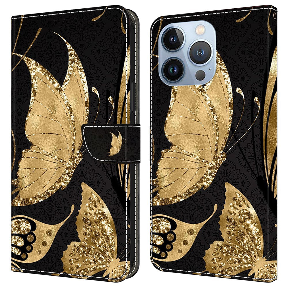For iPhone 16 Pro Wallet Case Magnetic Clasp 3D Pattern Leather Phone Cover