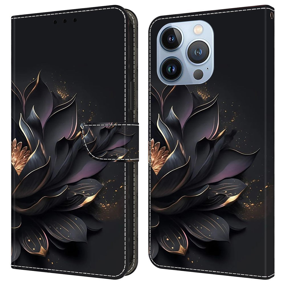 For iPhone 16 Pro Wallet Case Magnetic Clasp 3D Pattern Leather Phone Cover