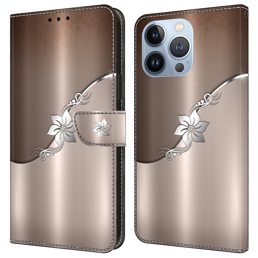 For iPhone 16 Pro Wallet Case Magnetic Clasp 3D Pattern Leather Phone Cover