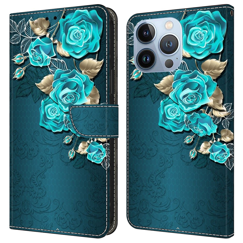 For iPhone 16 Pro Wallet Case Magnetic Clasp 3D Pattern Leather Phone Cover