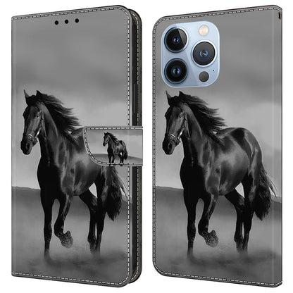 For iPhone 16 Pro Wallet Case Magnetic Clasp 3D Pattern Leather Phone Cover