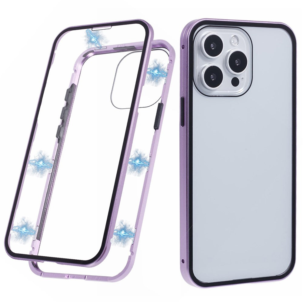 For iPhone 16 Pro Max Full Body Case Magnetic Tempered Glass Double-Sided Phone Case