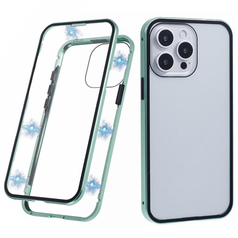 For iPhone 16 Pro Max Full Body Case Magnetic Tempered Glass Double-Sided Phone Case
