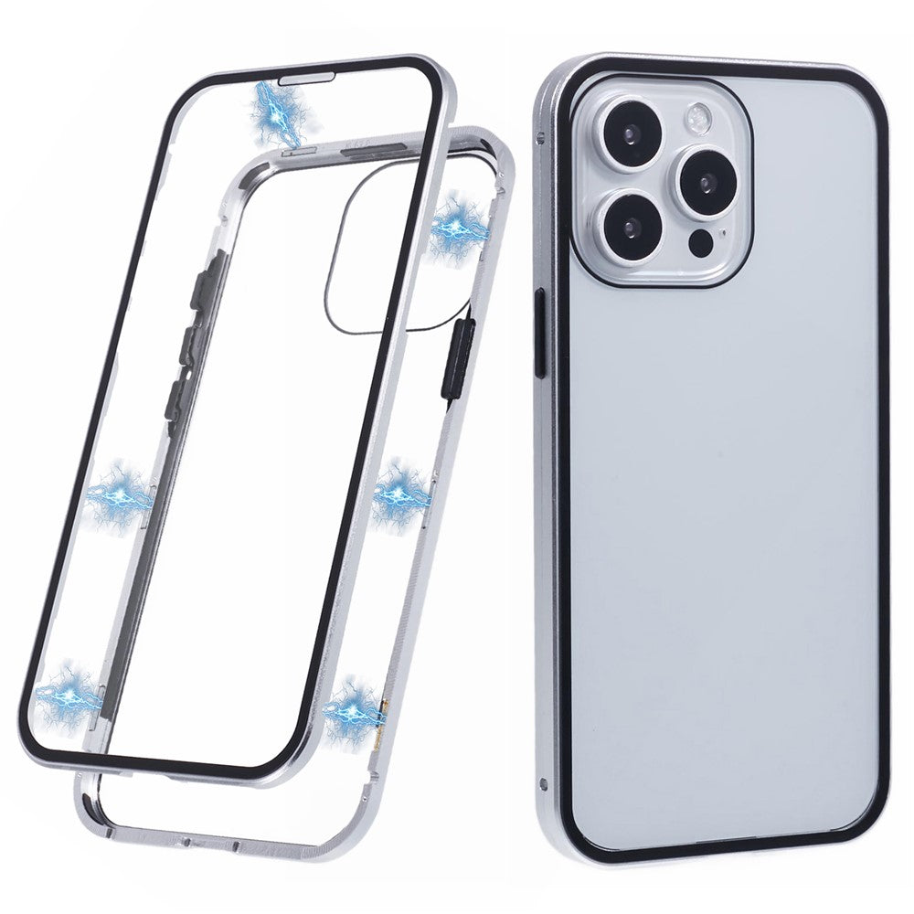 For iPhone 16 Pro Max Full Body Case Magnetic Tempered Glass Double-Sided Phone Case