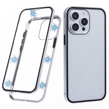 For iPhone 16 Pro Max Full Body Case Magnetic Tempered Glass Double-Sided Phone Case