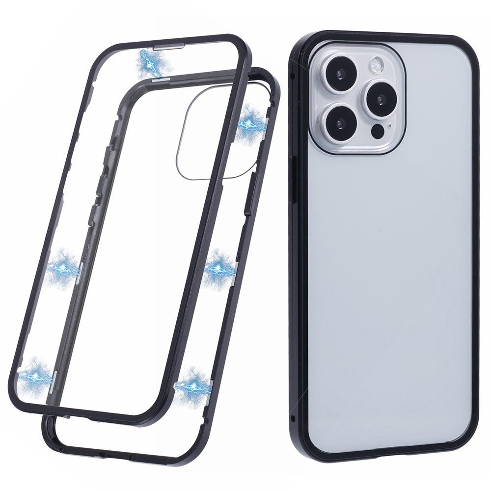 For iPhone 16 Pro Max Full Body Case Magnetic Tempered Glass Double-Sided Phone Case