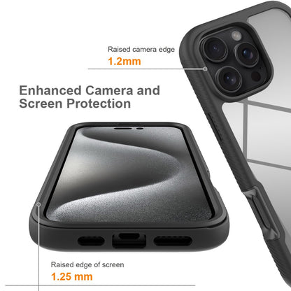 For iPhone 16 Pro Max Case PC+TPU Clear Phone Cover with PET Screen Film