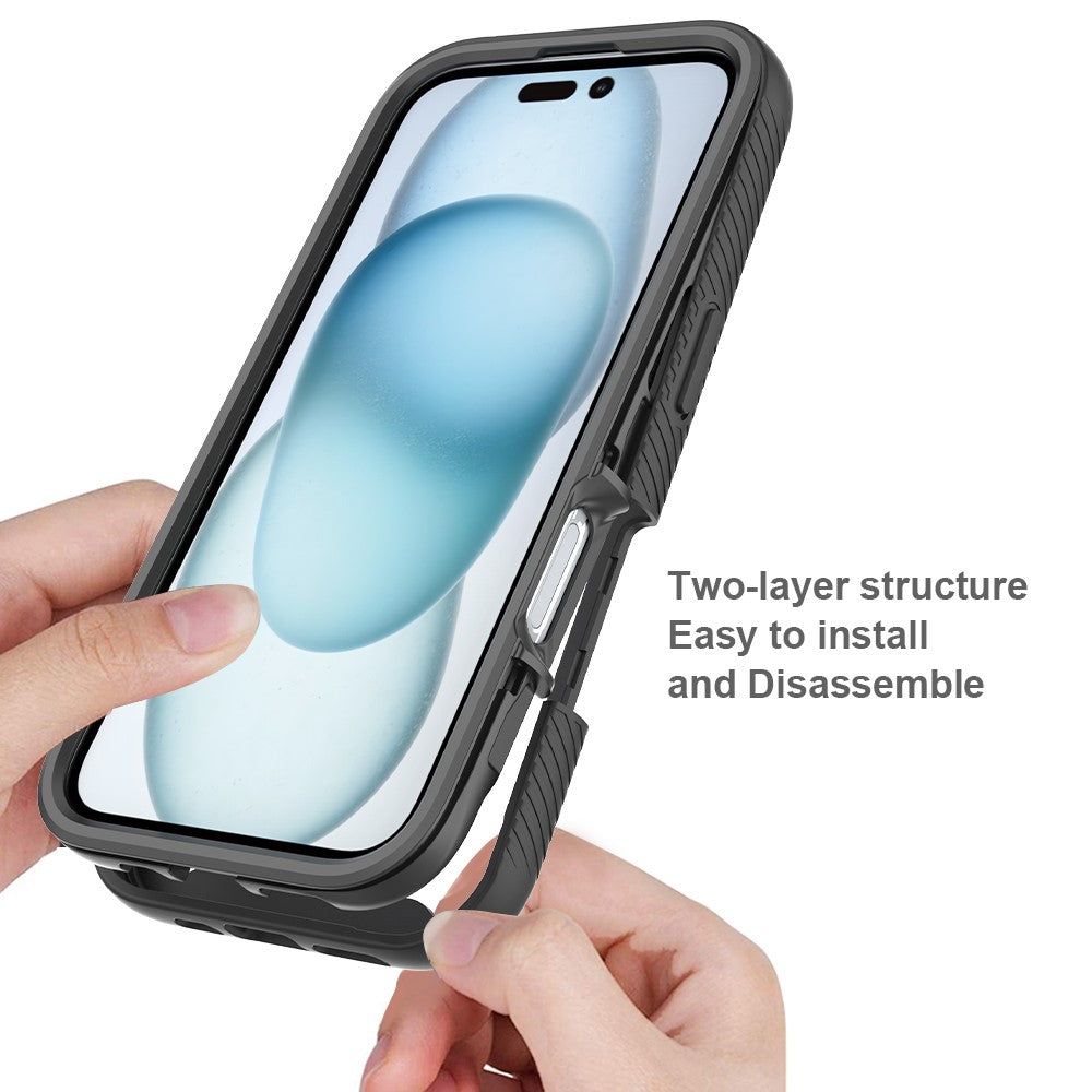 For iPhone 16 Case PC+TPU Clear Phone Cover with PET Screen Film