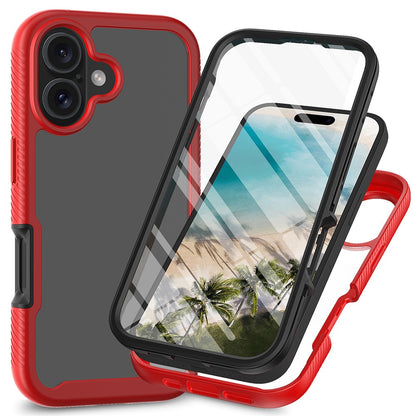 For iPhone 16 Case PC+TPU Clear Phone Cover with PET Screen Film