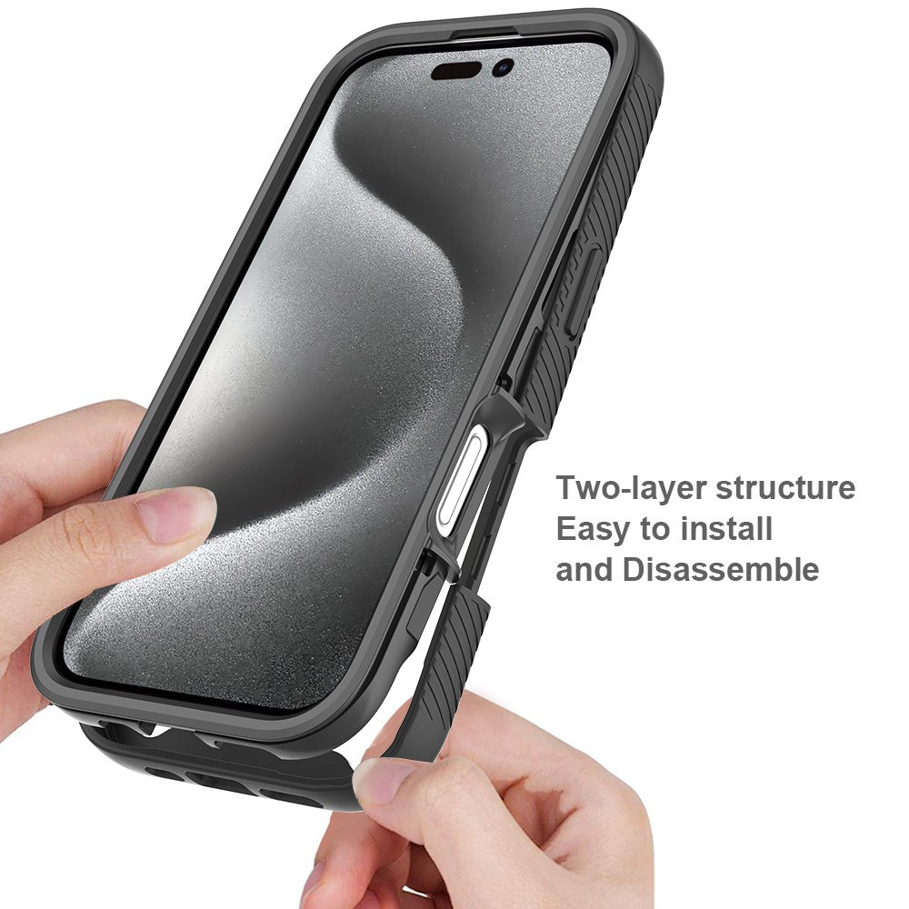 For iPhone 16 Pro Case PC+TPU Clear Phone Cover with PET Screen Film